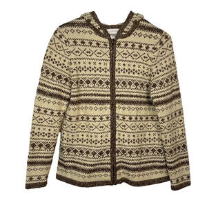 Vintage Northern Reflections Nordic Winter Cozy Knit Full‎ Zip  Hoodie